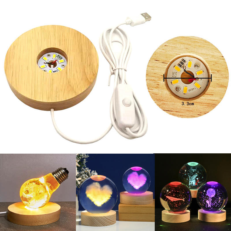 Lighting Decoration Stand - Resina arte display redondo de madeira