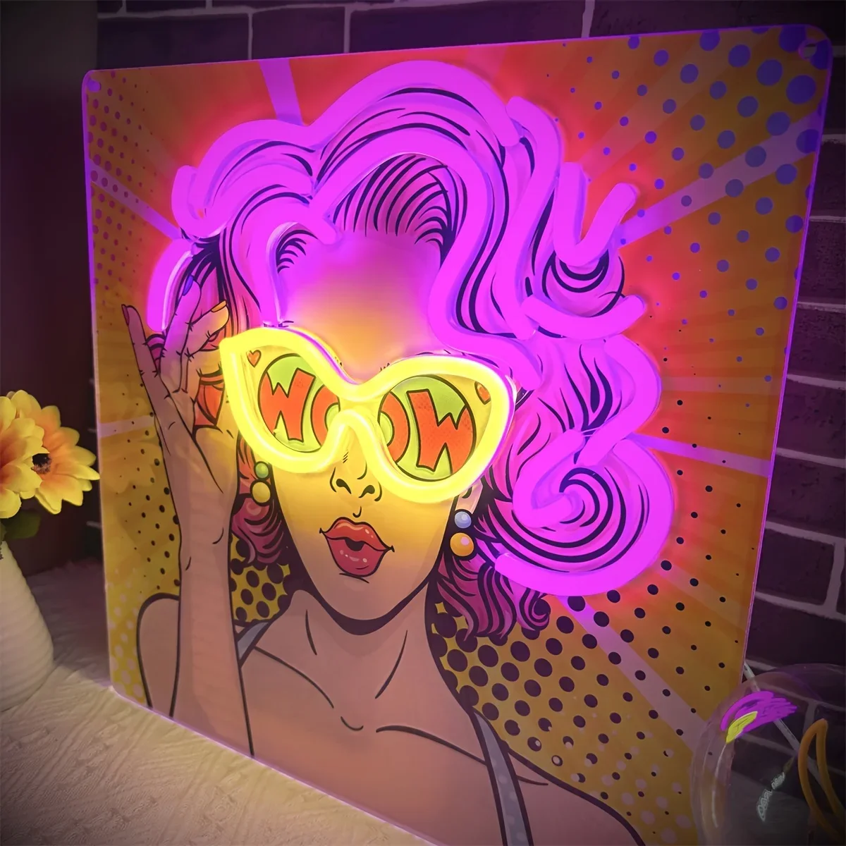 Outdoor Lighting Decor Wow - Wow senhora pop art led sinal