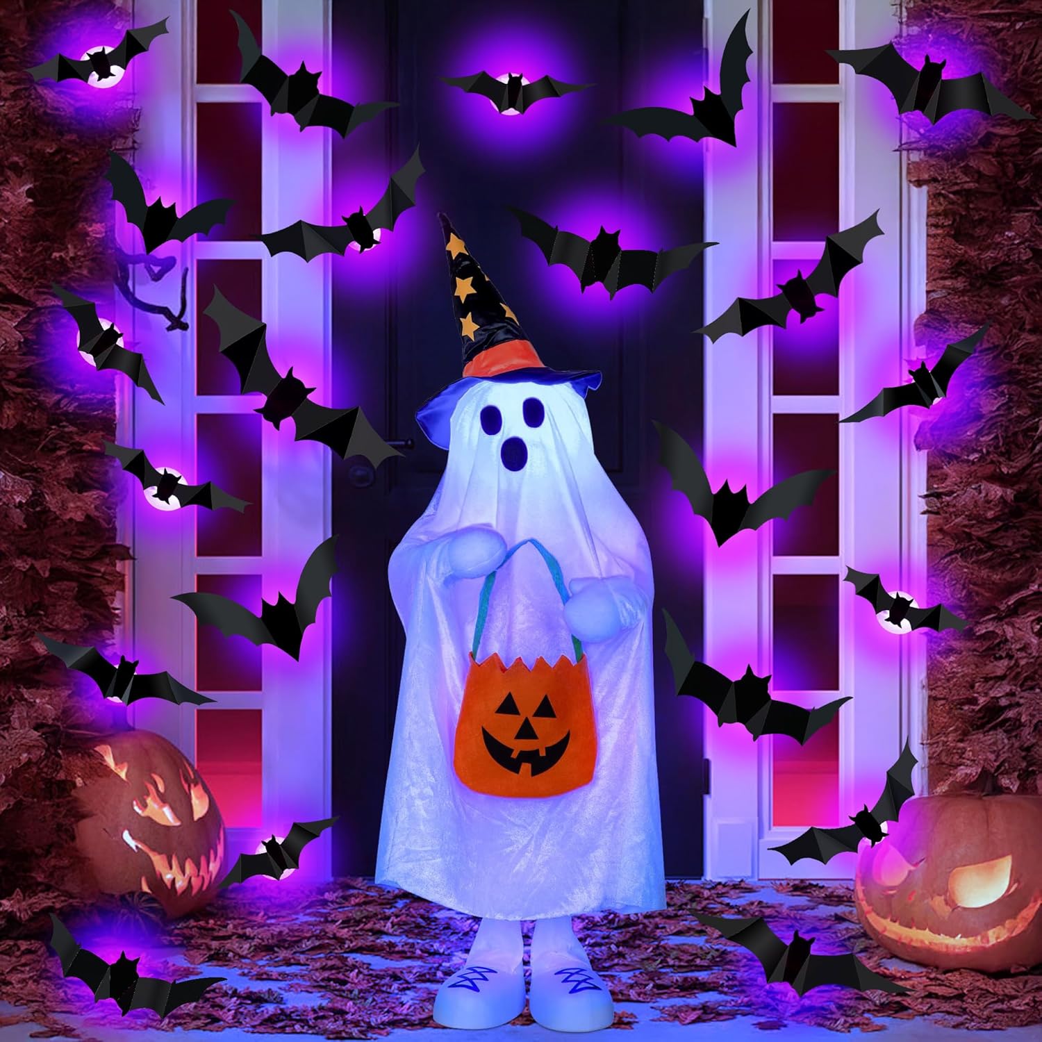 Lighting Decor House - Halloween led morcegos aranha decoração brilho