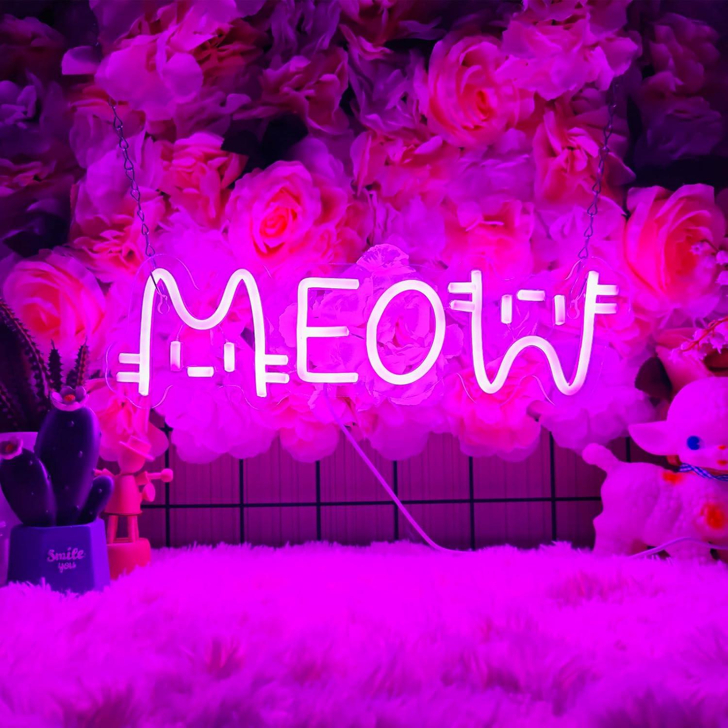 Lighting Decor House - Letreiro Neon Gato Meow com LED