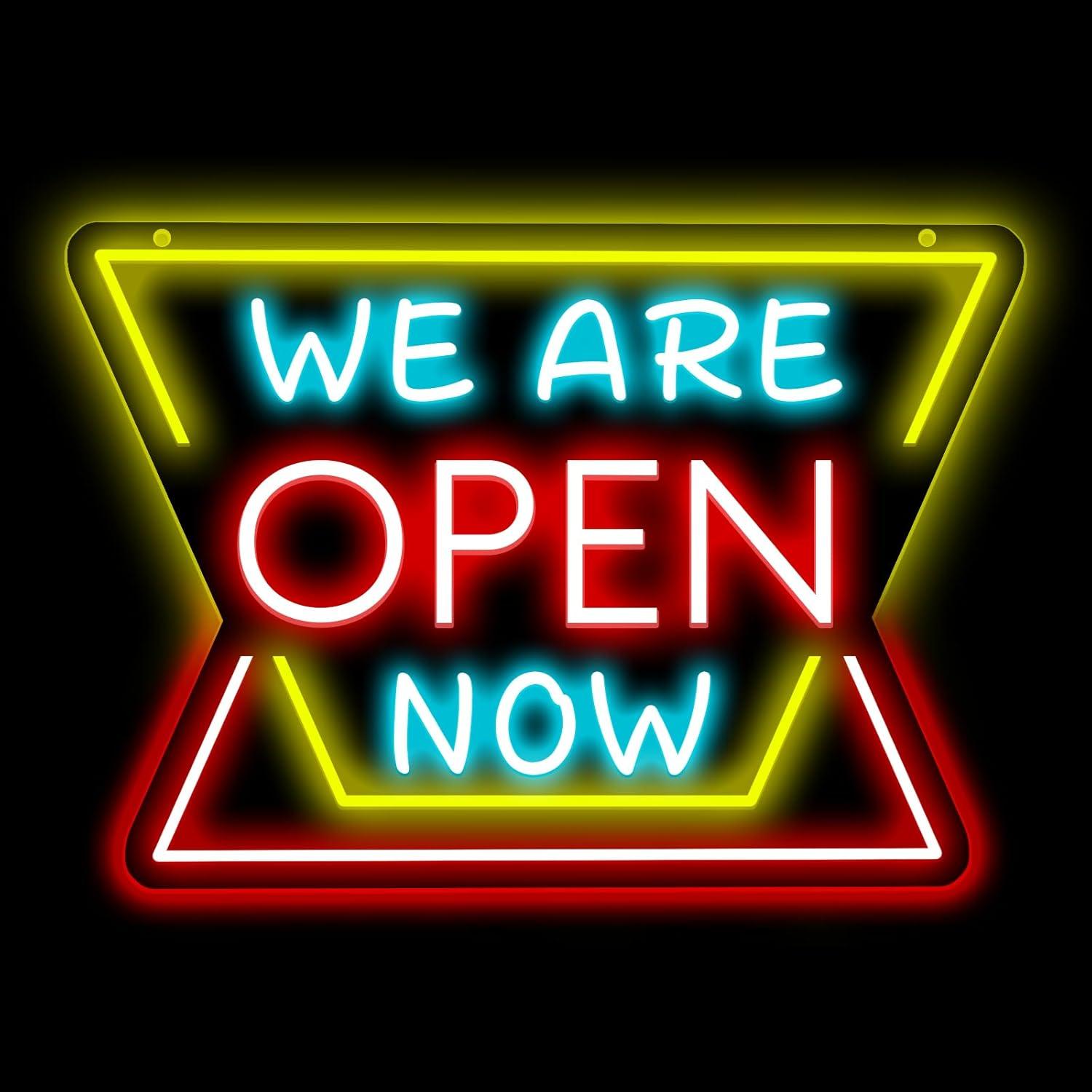 Restaurant Lighting Decoration - Letreiro Neon LED Regulável 'Estamos Abertos