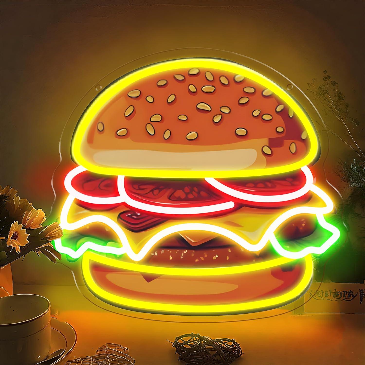 Restaurant Lighting Decoration - Letreiro Neon LED de Hambúrguer para