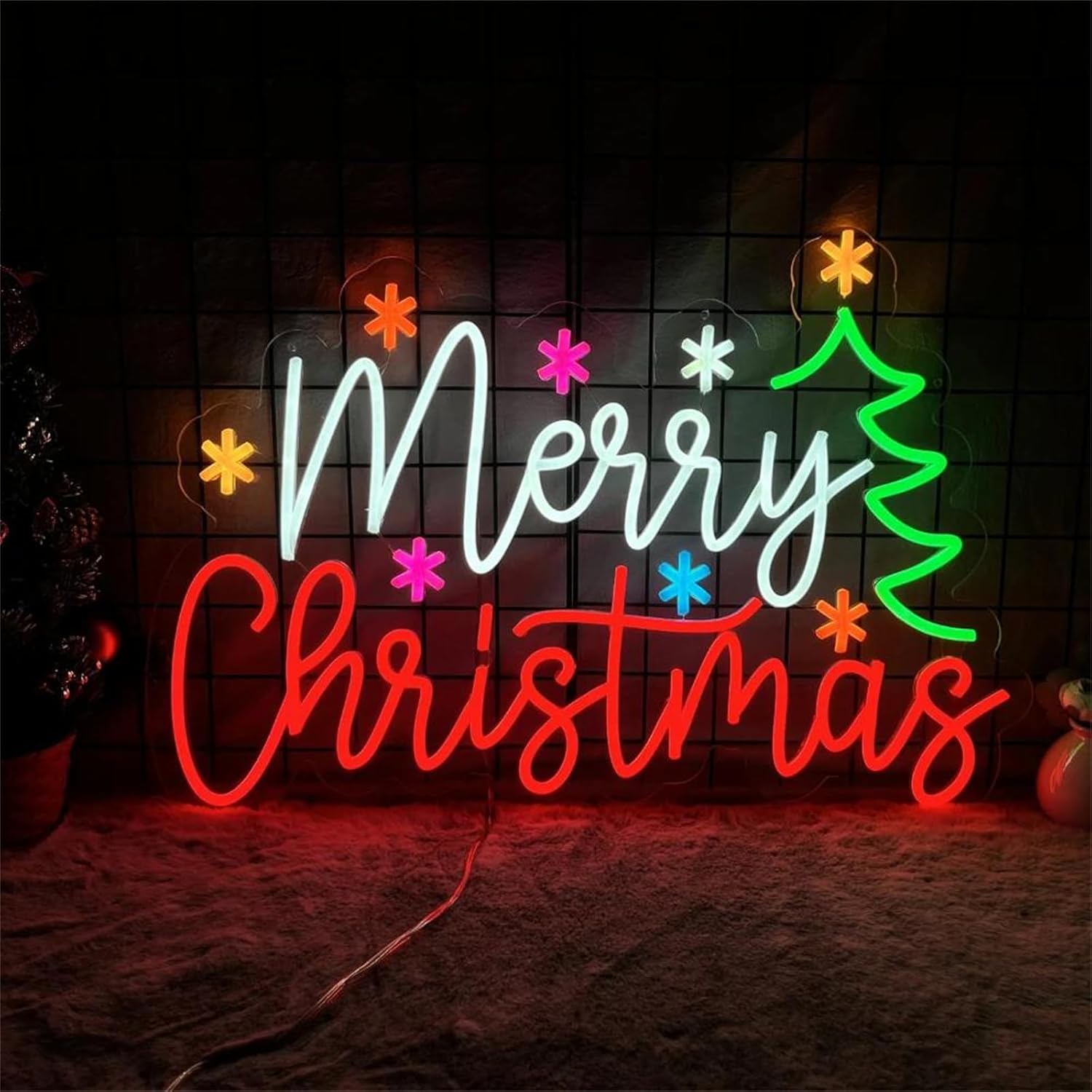 Feliz natal sinal de néon com  - Wall Decor Lighting Tree avaliação e preço