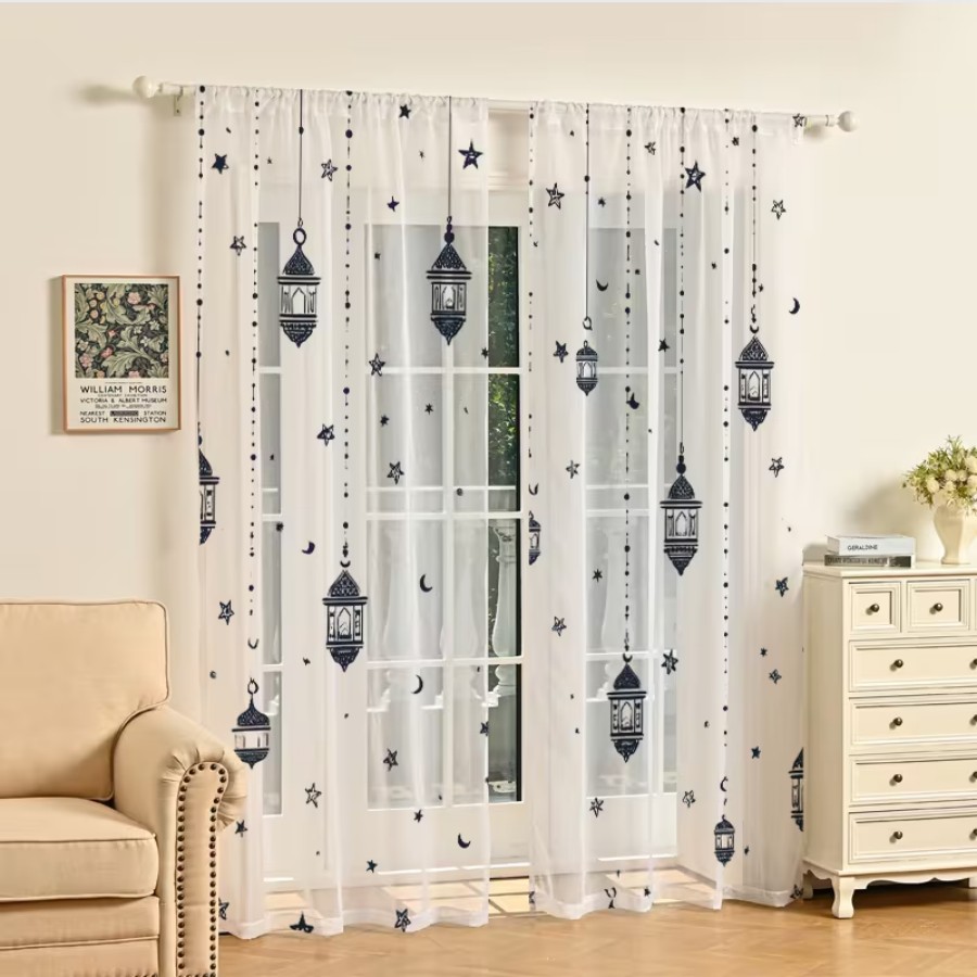 2PCS Cortinas Transparentes co - Office Lighting Decor avaliação e preço