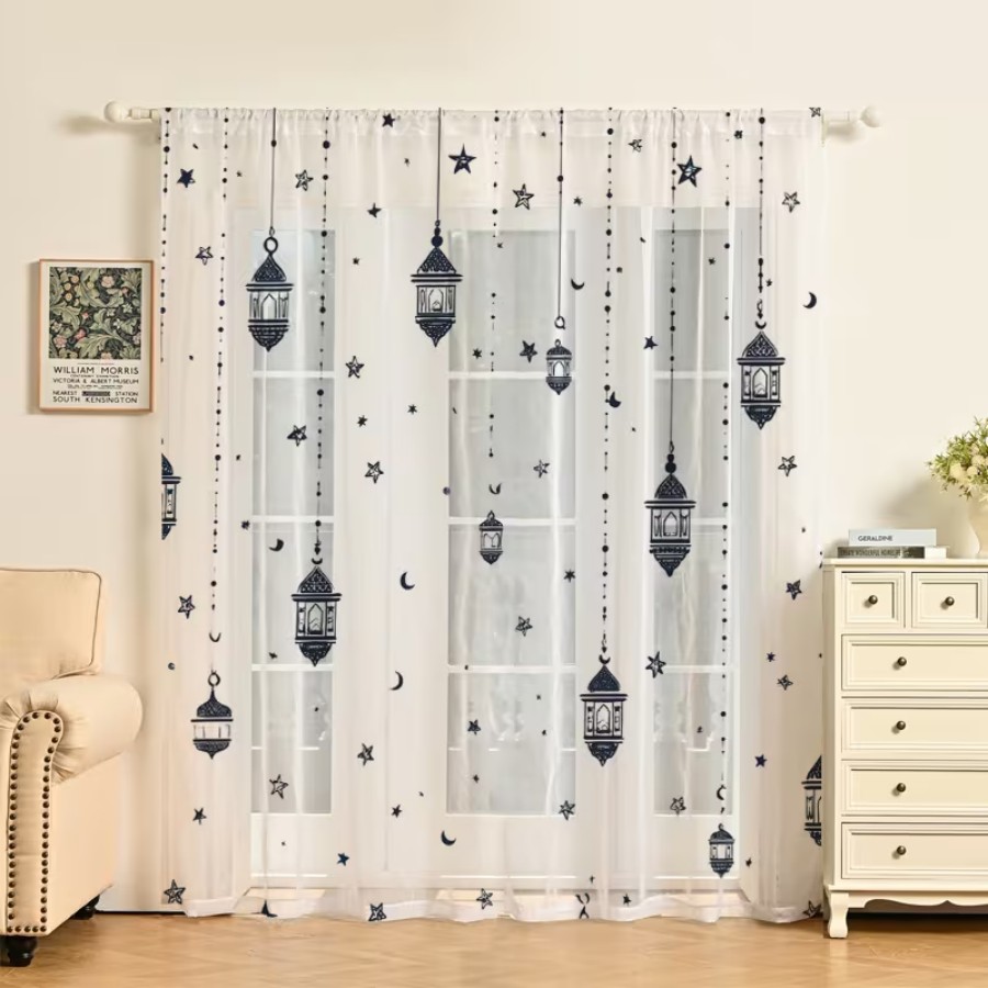 2PCS Cortinas Transparentes co - Office Lighting Decor avaliação e preço