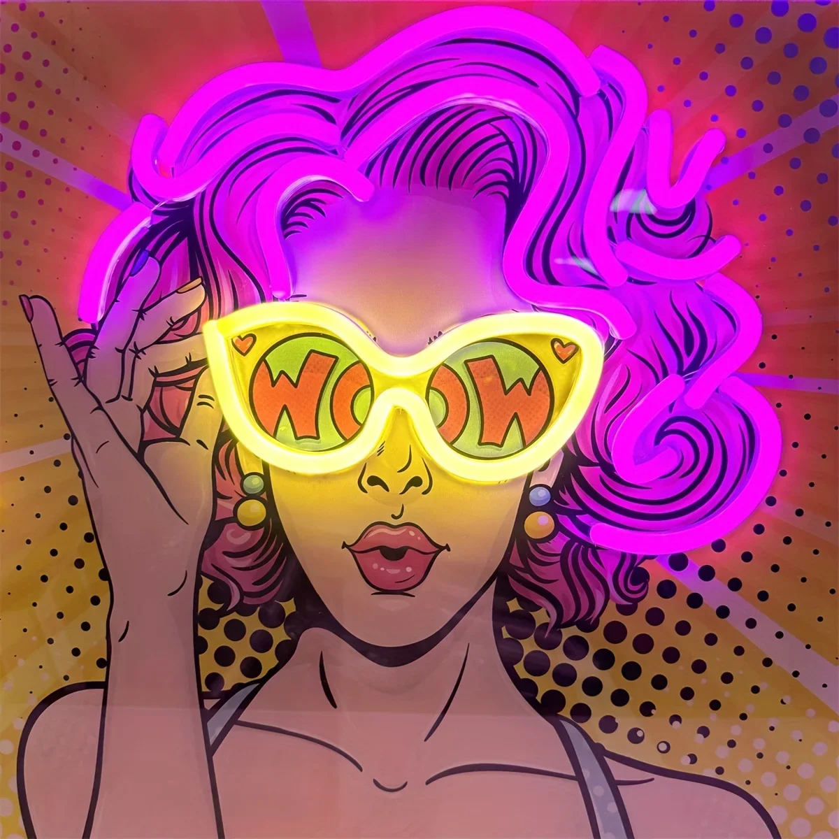 Wow senhora pop art led sinal  - Outdoor Lighting Decor Wow avaliação e preço