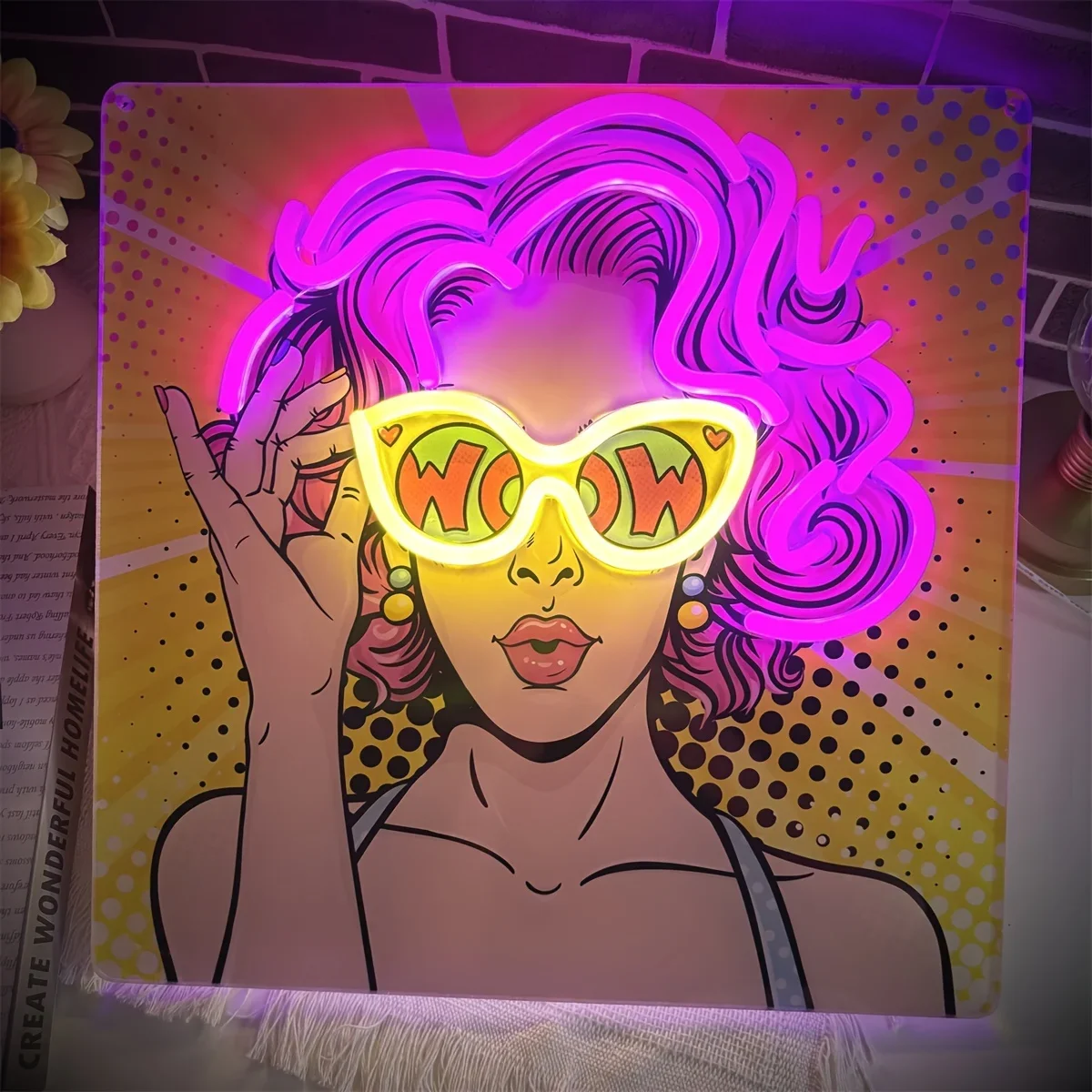 Wow senhora pop art led sinal  - Outdoor Lighting Decor Wow avaliação e preço