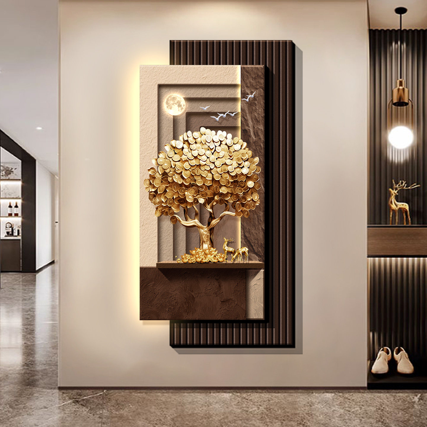 Pinturas decorativas na entrad - Wall Decor Lighting Tree avaliação e preço