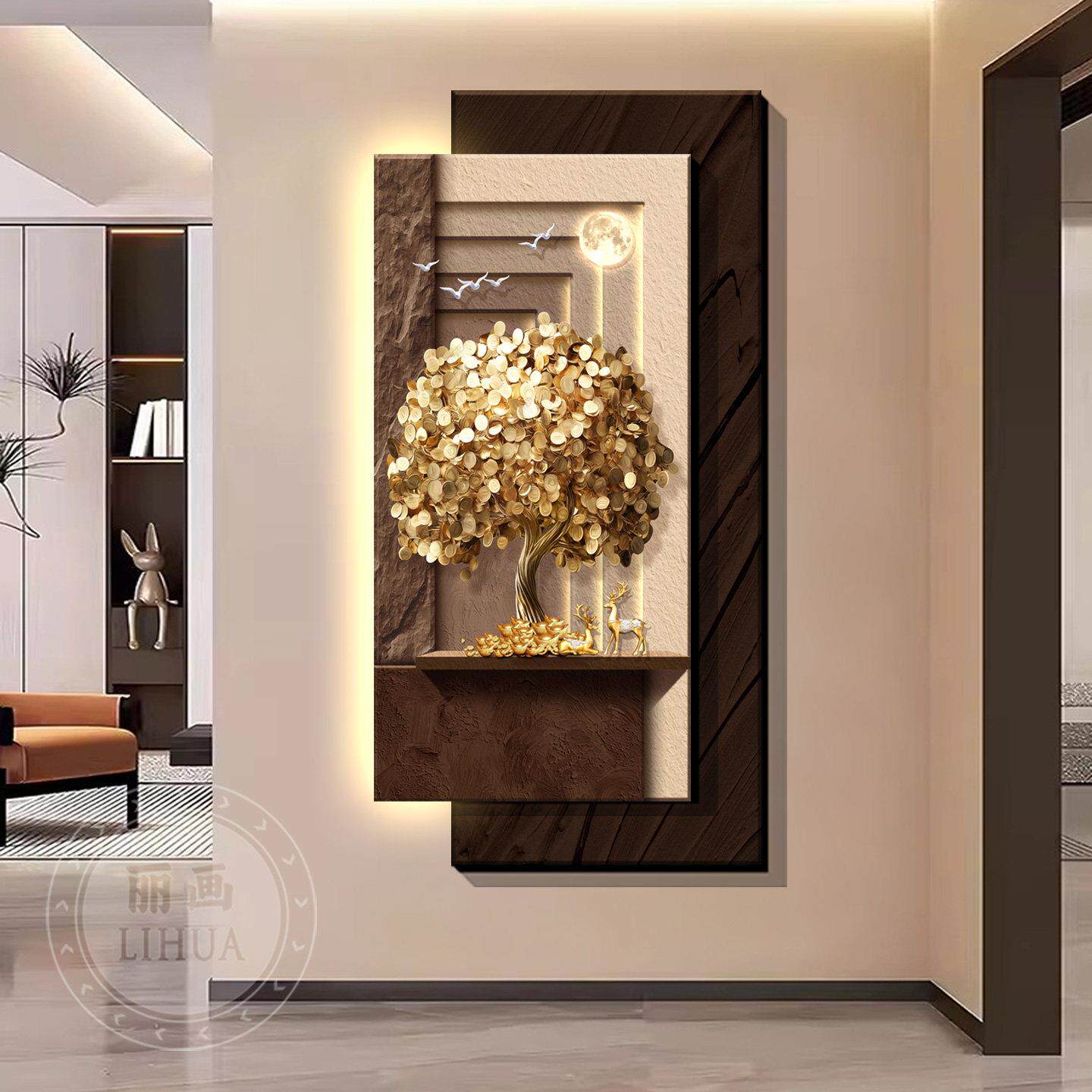 Pinturas decorativas na entrad - Wall Decor Lighting Tree avaliação e preço