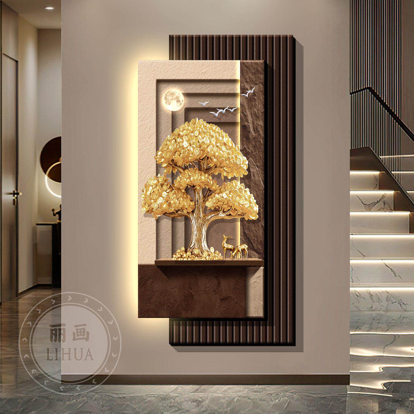 Pinturas decorativas na entrad - Wall Decor Lighting Tree avaliação e preço