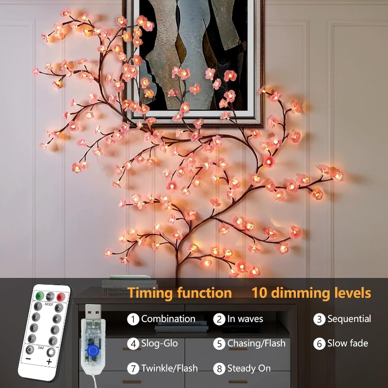 Led flor de cerejeira ramo de  - Wall Decor Lighting Tree avaliação e preço