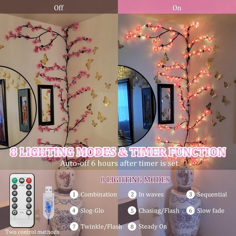 Led flor de cerejeira ramo de  - Wall Decor Lighting Tree avaliação e preço