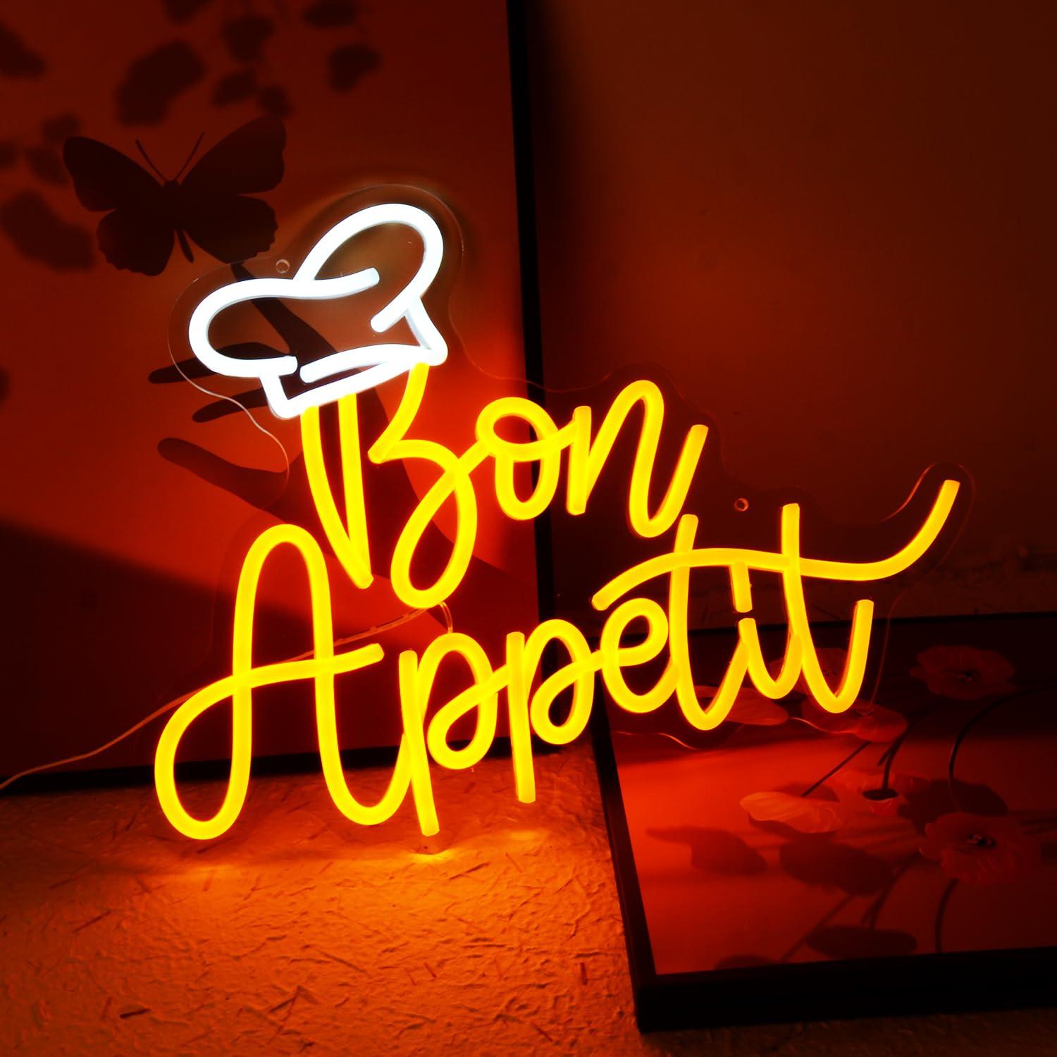 Letreiro Neon Bon Appetit com  - Restaurant Lighting Decoration avaliação e preço