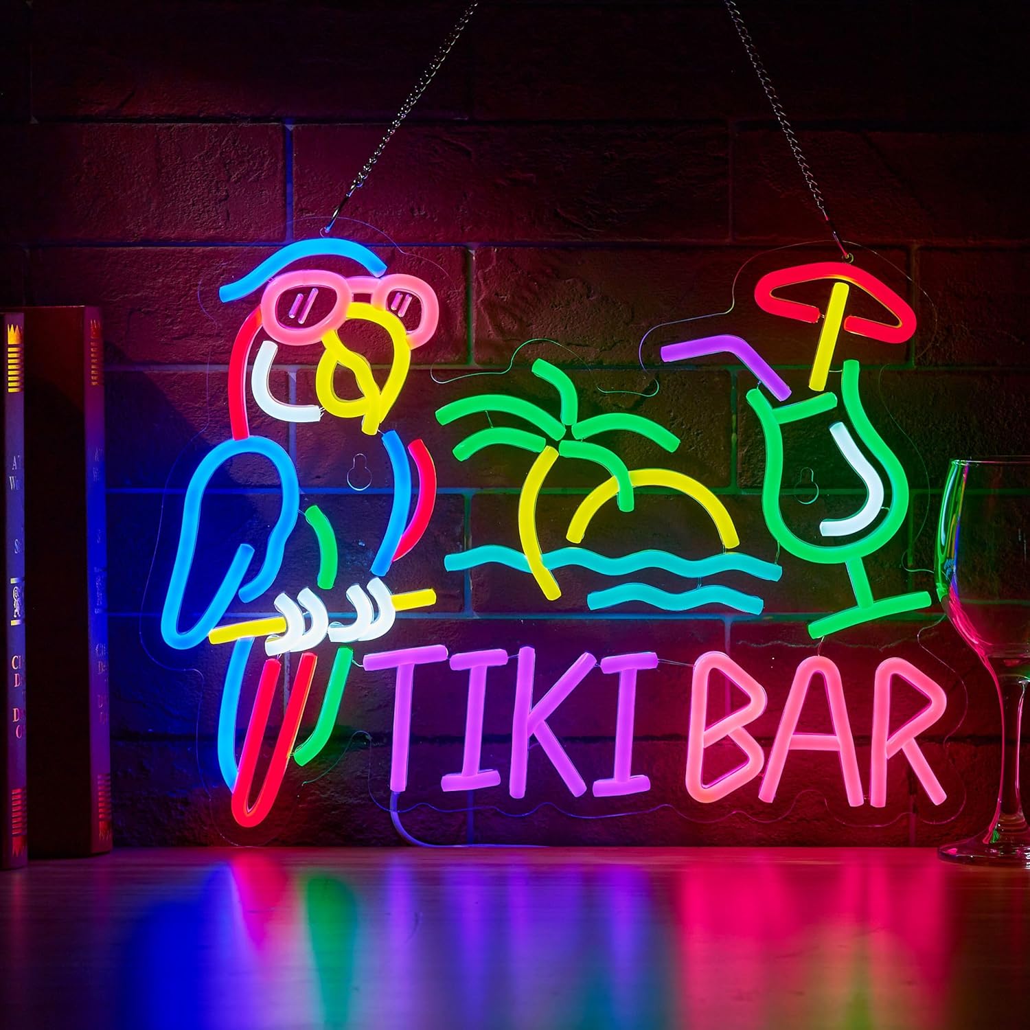 Letreiro Neon Tiki Bar Papagai - Restaurant Lighting Decoration avaliação e preço