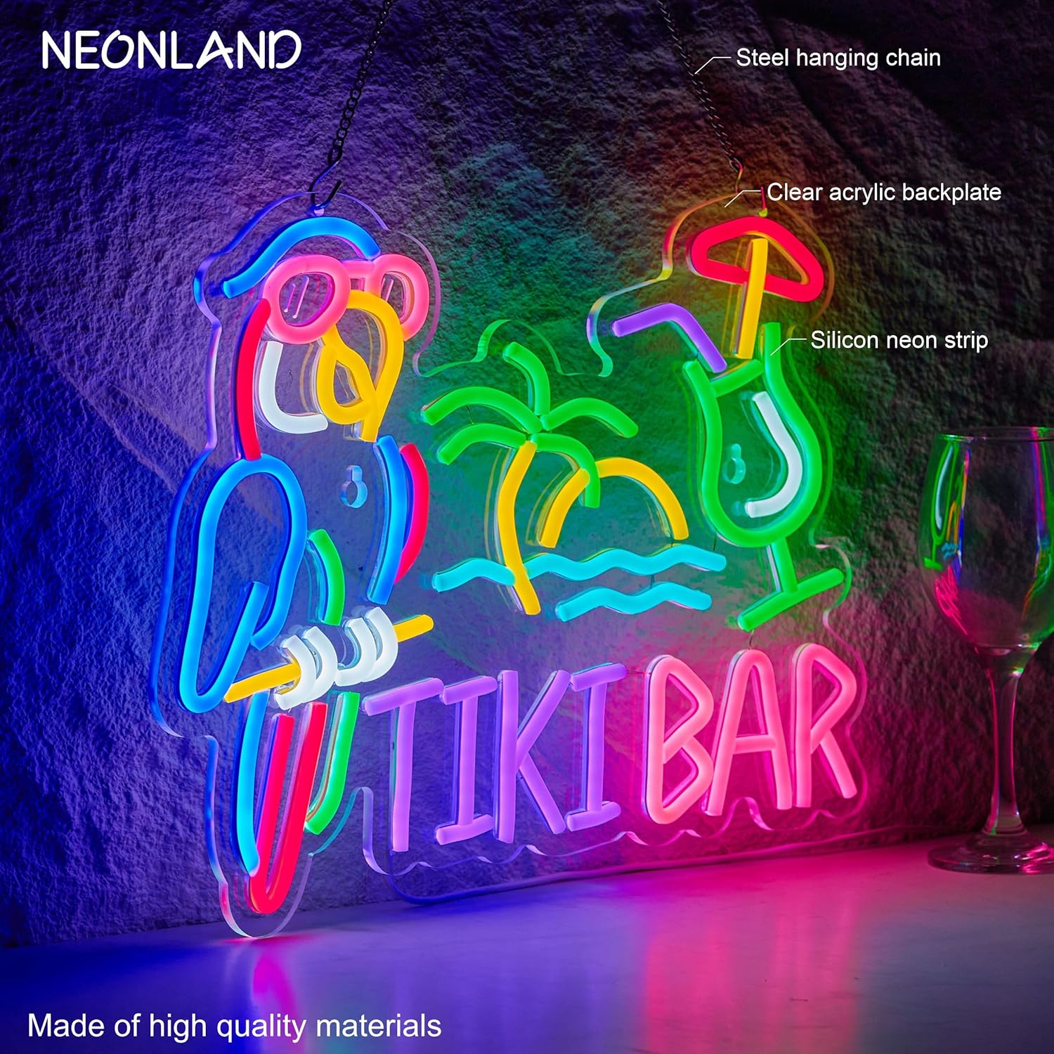 Letreiro Neon Tiki Bar Papagai - Restaurant Lighting Decoration avaliação e preço