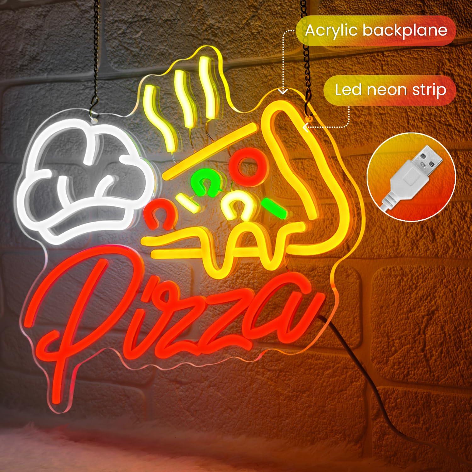 Letreiro Neon de Pizza, Luzes  - Restaurant Lighting Decoration avaliação e preço