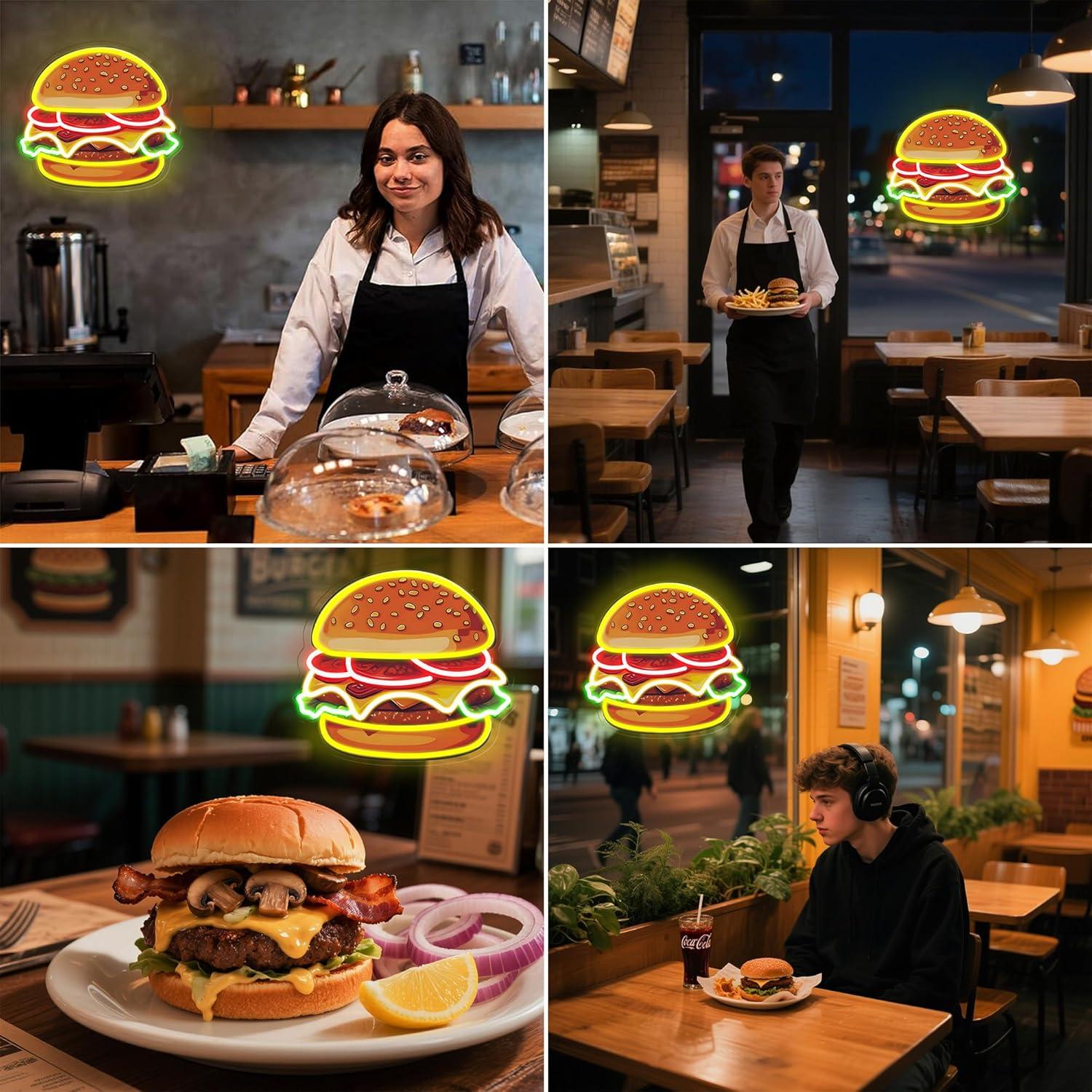 Letreiro Neon LED de Hambúrgue - Restaurant Lighting Decoration avaliação e preço